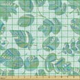 thumbnail image 2 of Leaves Sofa Upholstery Fabric by the Yard, Hand Drawn Oriental Ornament of Various Nature Shapes and Polka Dots, Decorative Fabric for DIY and Home Accents, Peacock Green Pale Blue by Ambesonne, 2 of 5