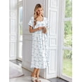 thumbnail image 4 of Ekouaer Cotton Long Nightgowns for Women Short Sleeve Night Gown Button House Dress Lace Trim Sleep Shirt Soft Nightshirt, 4 of 6