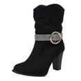 thumbnail image 2 of LSLJS Bottes de Mode pour Femmes Femmes Bout Rond High Heel Escarpins Talon Épais Bottes à Talon Moyen, Bottes Mi-Mollet pour Femmes, Bottes pour Femmes, 2 of 8