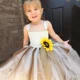 thumbnail image 4 of Vestido de tutú de arpillera con girasoles para niñas, color marrón marfil, para desfiles de princesas, bodas, fiestas de Halloween, disfraz de espantapájaros, 4 of 5