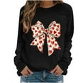 thumbnail image 5 of Heart-Bow Sweatshirt for Women Valentine's Lover Tops Crew Neck Long Sleeve Pullover Top Fleece Warm Hoodies Ribbed Lightweight Sweatshirts Funny Couple Outfits Holiday Clothes Black S, 5 of 8