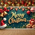 thumbnail image 3 of Red & Gold Christmas Banner Festive Design Xmas Display Christmas Themed Star Pattern Holiday Backdrop for Christmas Party Holiday Gathering Indoor Decoration, 3 of 9