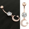 thumbnail image 2 of Navel Ring Rhinestone Moon Stainless Steel Body Piercing Jewelry Belly Ring, 2 of 10