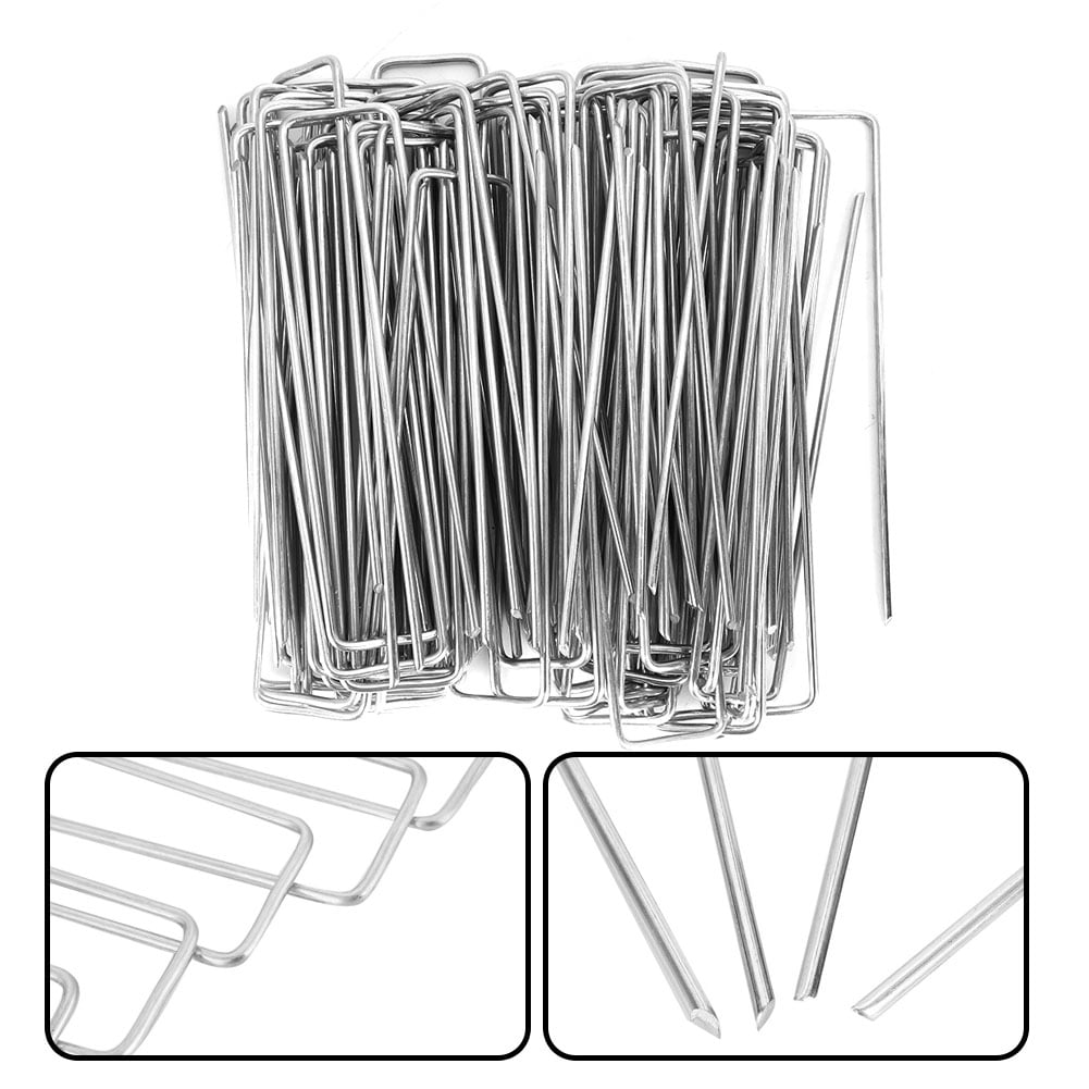 100-500Pcs Stainless Steel Ground Garden Staple Pins Weed Barrier Fabric Stake 