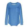 thumbnail image 4 of HAiming Long Sleeve Tunic Tops for Women Casual Solid Color Crewneck Loose Shirt Fall Winter Pullover Blouse with Poket, 4 of 5