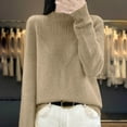 thumbnail image 2 of EDFBUYKRS Female Sweaters Women's Turtleneck Oversized Sweaters Batwing Long Sleeve Pullover Loose Knit Fall Sweater M, 2 of 3