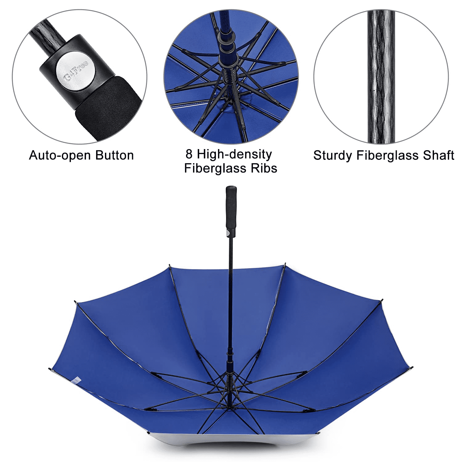 G4Free 54/62 Inch Windproof UV Protection Golf Umbrella Extra Large Silver Coated Automatic Open Stick Long Umbrella