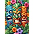 thumbnail image 4 of Tiki Mask Tropical Banner Floral Decoration Colorful Design Luau Party Outdoor Fun Backdrop for Summer Celebration, 4 of 7
