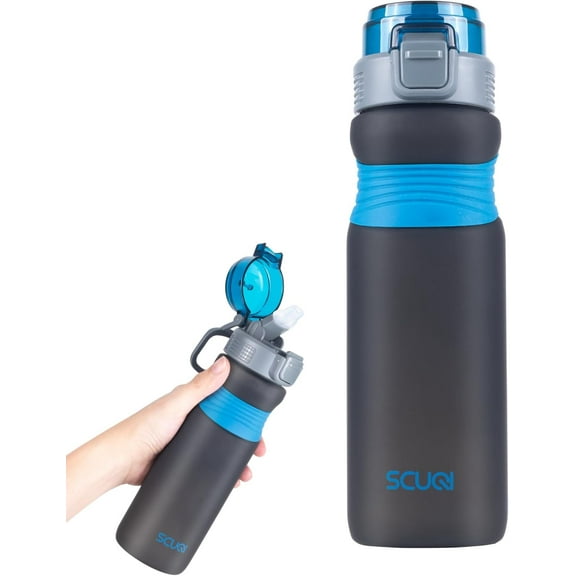 24 oz Water Bottle Tritan BPA Free Sports Water Bottles with Straw Travel Water Bottle Leak Proof Drinking Bottle with Carry Loop for Men Women Gym Work Outdoor Running Soccer Basketball