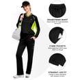 thumbnail image 4 of Women's 2Pc V Neck Tracksuit, 4 Way Stretch Breathable Reflective for Golf Running Casual Black Neon Green XL, 4 of 8