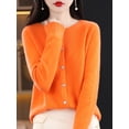 thumbnail image 2 of Addonee Women 100% Merino Wool Sweater Cashmere O-neck Cardigan Raglan Sleeve Classical Knitwear Solid Fashion Basic Clothing, 2 of 5