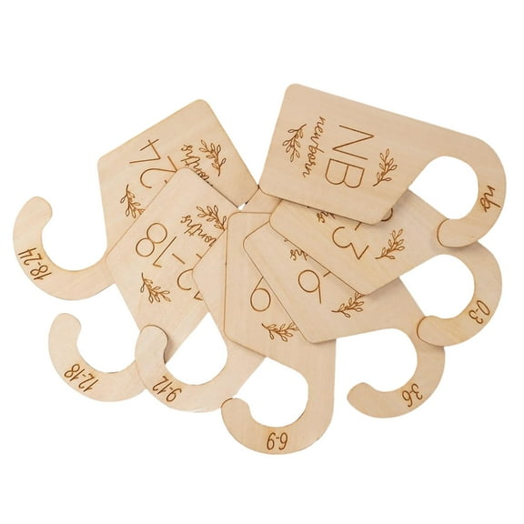 SDFGTstore Baby Clothes Hangers with Size Markers Wood Children's Clothing Hanger Nursery Wardrobe Size Organizers for Newborns
