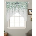 thumbnail image 2 of Teal Eucalyptus Leaves Swag Valances for Windows, Spring Floral Summer Botanical Rod Pocket Sheer Valances for Small Windows, Swag Toppers Light Filtering for Kitchen Living Room 2 Panels 28''x36'', 2 of 6