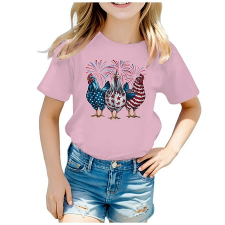 

Children Independence Day Theme Printing Fashion Part Print Short Sleeve Round Neck T Shirt Girls Long Sleeve Softball Kids Plain Shirts Girls Clothes Long Sleeves Toddler Girl Shirt Girls Shirt Girls