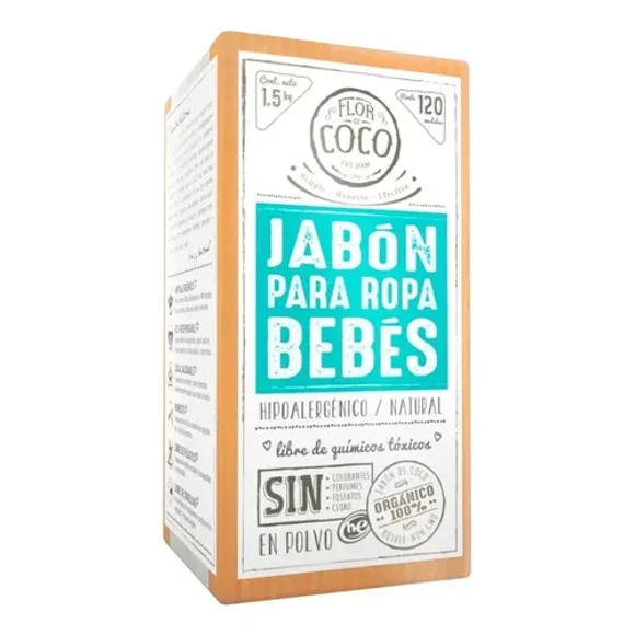 Jabón Ropa De Bebé Polvo 1.5 Kg Flor De Coco Hipoalergénico