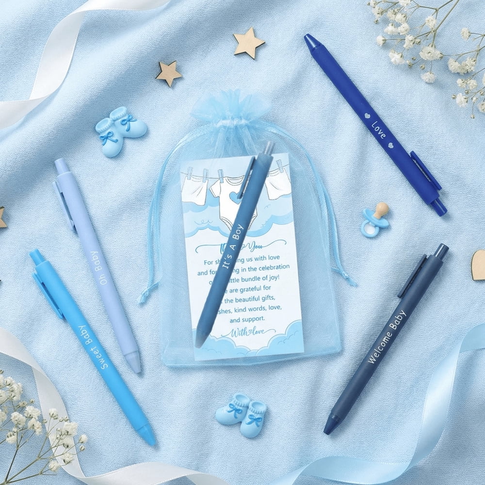 50 Sets Party Favors Gift Set with Ballpoint Pens Thank You Cards and Organza Bags, Bulk Guest Souvenirs for Gender Reveal Baby Shower Wedding Birthday Corporate Events Appreciation Gifts