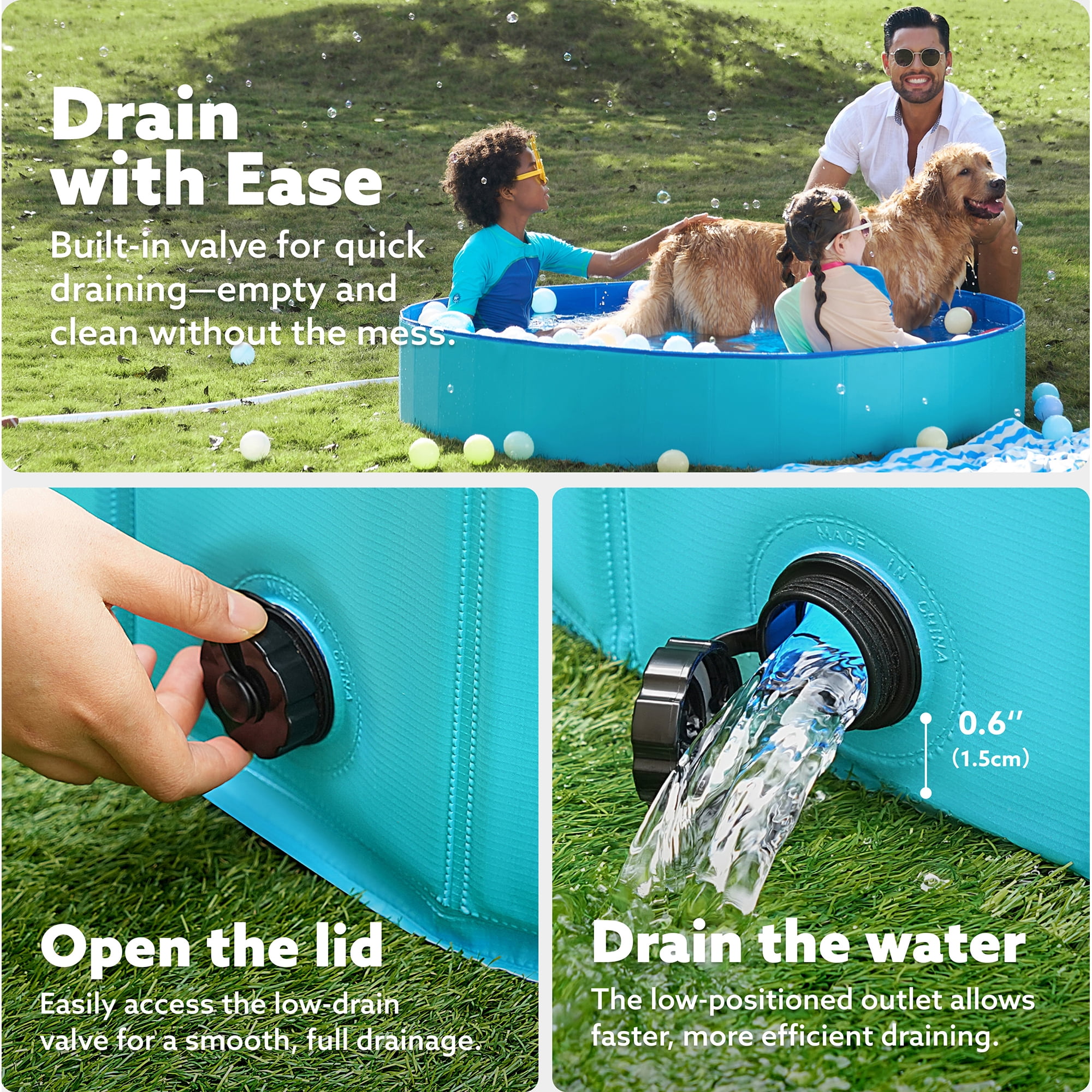 JOYFY Foldable Pool Plastic Kiddie Pool, Portable Doggie Swimming Pool for Dogs Cats and Kids(63" x 12", Blue)