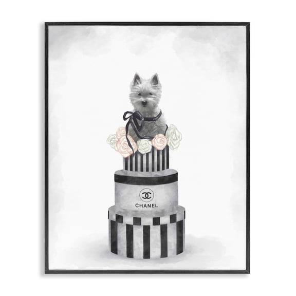 Stupell Industries Contemporary Fashion Dog Box Stack Neutral Grey Pink Black Framed Giclee Art, 24 x 30, by Ziwei Li