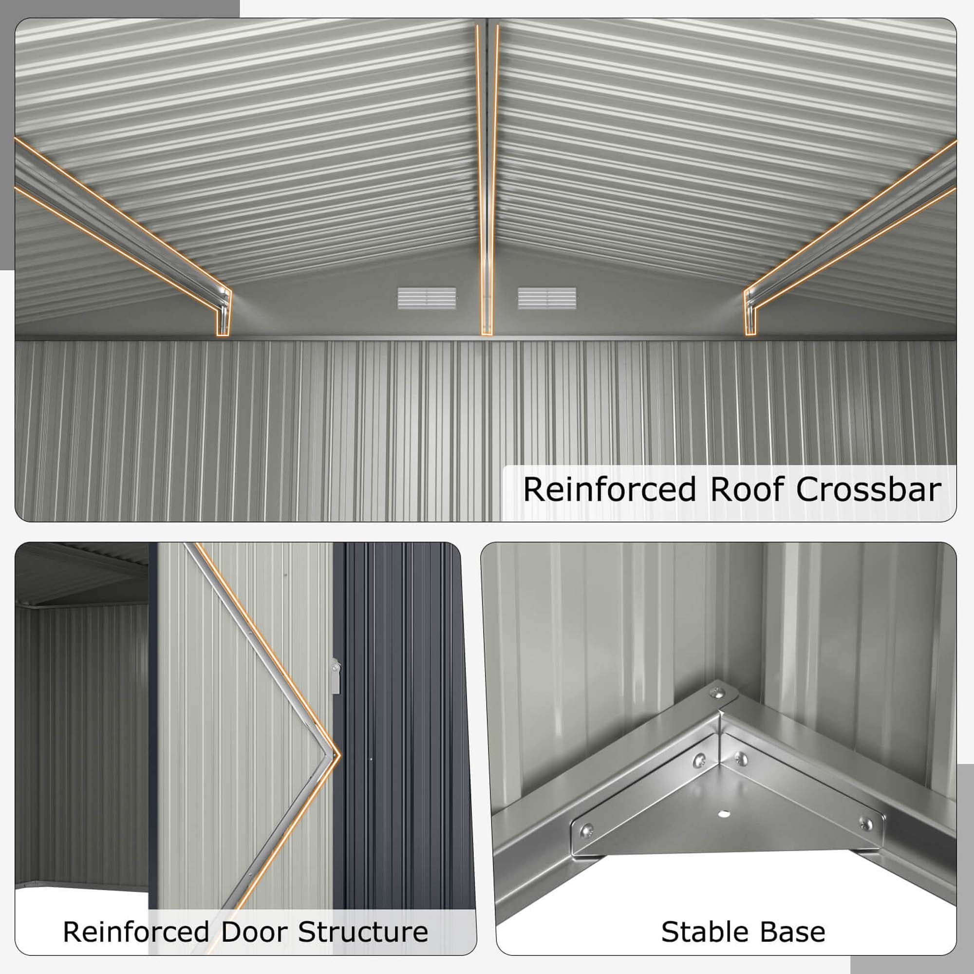 Costway 12 x 9.8 FT Outdoor Storage Shed All-Weather & Rustproof Galvanized Metal