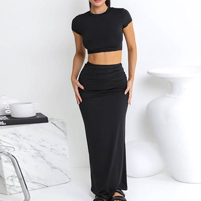 Birdeem Robe Longue d'Été pour Femmes Col Rond Manches Courtes et Fesses Enveloppées Mode