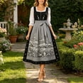 thumbnail image 2 of Women's German Dirndl Dress Costumes for Oktoberfest Carnival 3/4 Sleeve Square Neck Lace Dresses Multicolor 15 L, 2 of 5