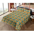 thumbnail image 4 of Ambesonne Tropical Fitted & Flat Sheet with Shams 4 Pcs Set, Papaya Fruits and Flowers, King, Teal and Burnt Orange, 4 of 5
