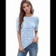 thumbnail image 3 of Blusa de Verano para Mujer, con Encaje de Crochet, Ojales, Bordada, de Corta, Abullonada, Azul , XXL, 3 of 9