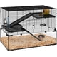 thumbnail image 1 of LLisha Large Hamster Cage with Deep Tempered Glass Bottom, 3 Tiers Hamster Tank with Running Wheel, Hut, Water Bottle, Dish, Rat Cage for Syrian, Dwarf, Gerbils, Mouse, 30" x 19" x 21.5", Black, 1 of 17