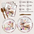 thumbnail image 3 of 168pcs Book Themed Party Decorations Book Paper Plates Napkins Cups Book Disposable Tableware Set for Kids Book Club Library Reading Party Supplies Serves 24, 3 of 7