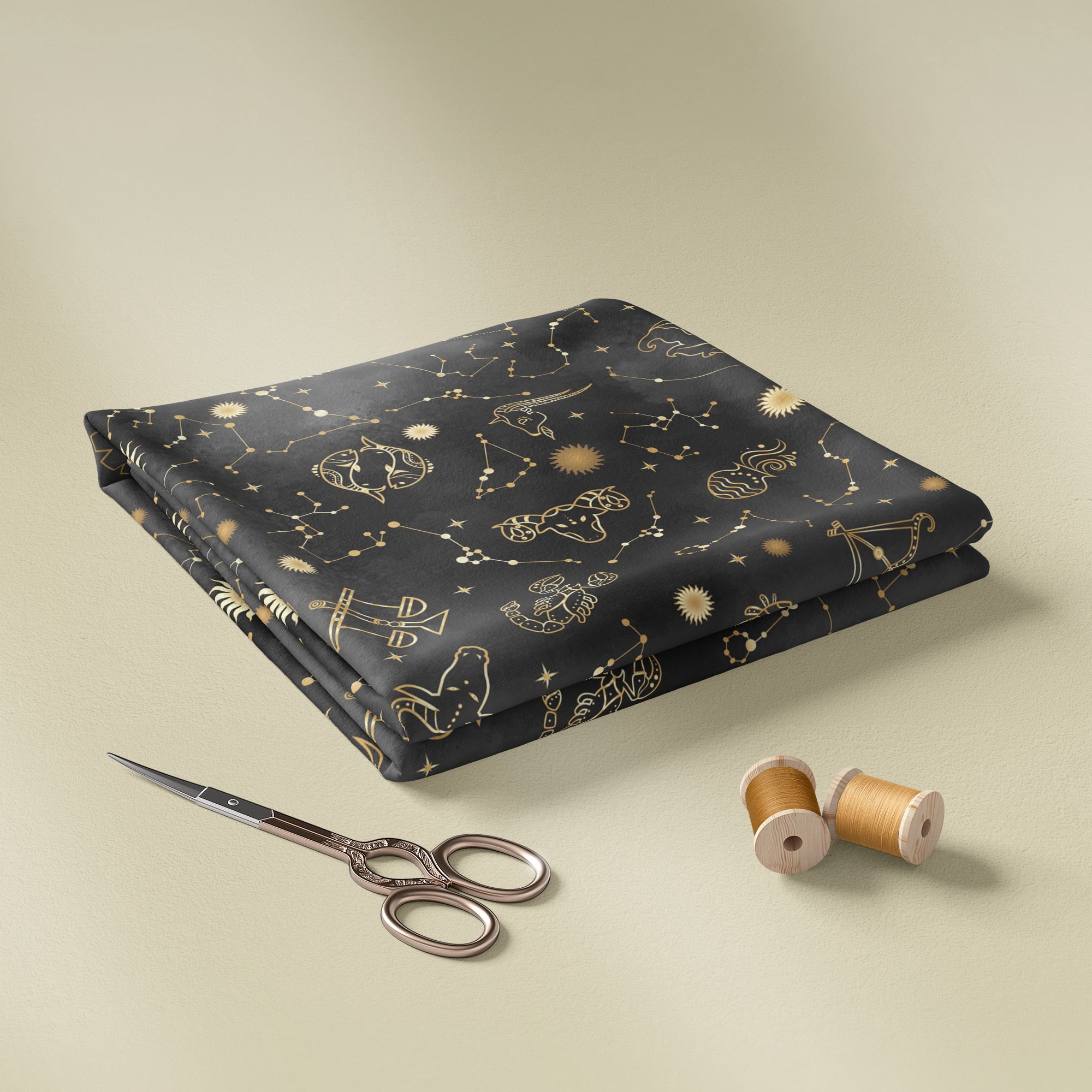 (2 pack) 1 Yard 100% Cotton Zodiacs, Multi-color, 44" Wide for Quilting & Sewing by David Textiles