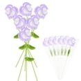 thumbnail image 1 of Paquete de 6 flores de ganchillo, claveles artificiales de lana tejida para flores de ganchillo hechas a mano [Morado degradado], 1 of 1