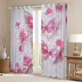 thumbnail image 4 of jejeloiu Glitter Butterflies Print Curtains Pack of 2 (42x84 Each),Pink Floral Flower Curtains Blackout,Romance Theme Bedroom Curtains For Children,Microfiber Bedroom Decor, 4 of 6
