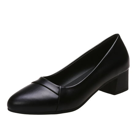 

HSMQHJWE Tan Shoes Women Womens Closed Toe Shoes Fashion Summer And Autumn Women Pumps Shoes Pointed Toe Solid Color Simple Style Medium Heel Thick Heel Casual Platform Pump