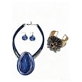 thumbnail image 3 of Conjunto Clásico de Collar, Areneros y Pulsera con Corona Azul de Corazón Marino, 3 of 5