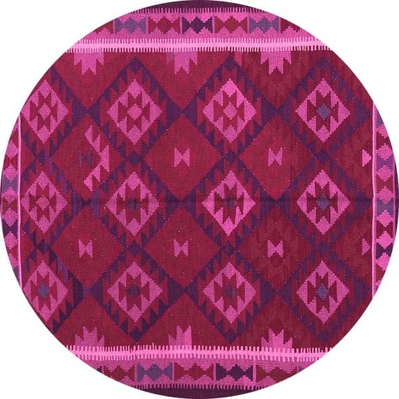 Ahgly Company Indoor Round Oriental Pink Traditional Area Rugs, 8' Round