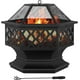 Outdoor Fire Pit 28" Patio Fire Pit Wood Burning Metal Fire Bowl Round Garden Stove with Charcoal Rack, Poker & Mesh Cover for Camping Picnic Bonfire Backyard,Black - image 1 of 7