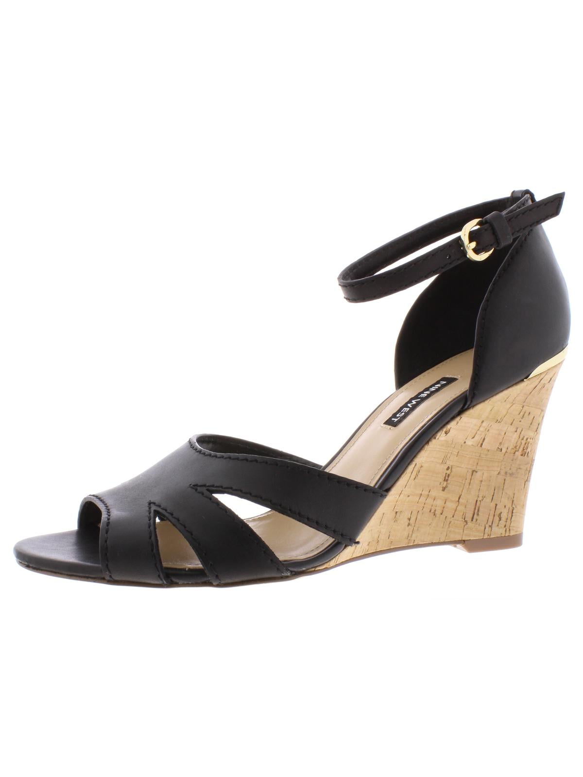 Nine West Women's Lilly Cut Out Open Toe Wedge Sandals Brown Size 9 M