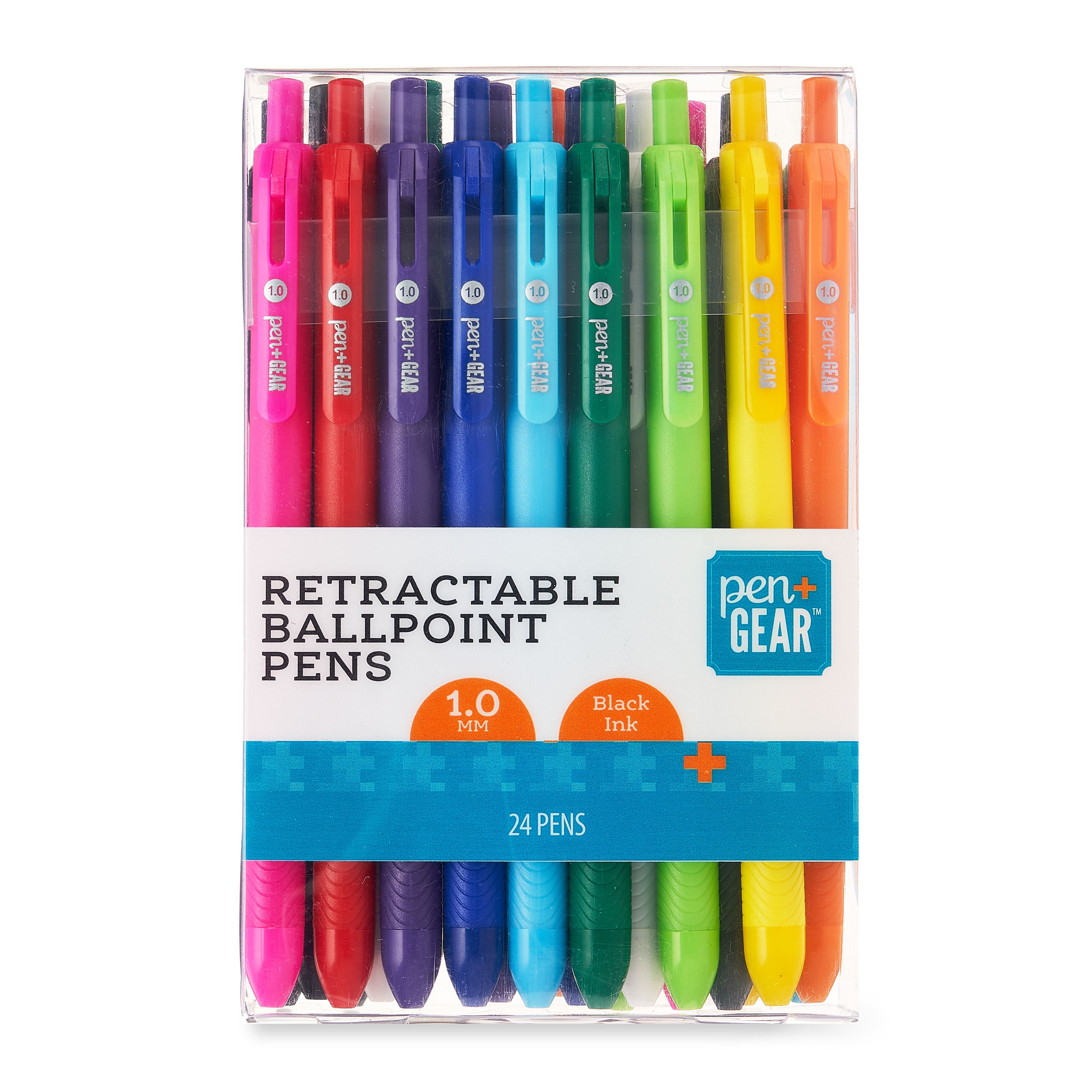 Pen Gear Retractable Ballpoint Pens, Mm, Black Ink, 24 Count (Assorted ...