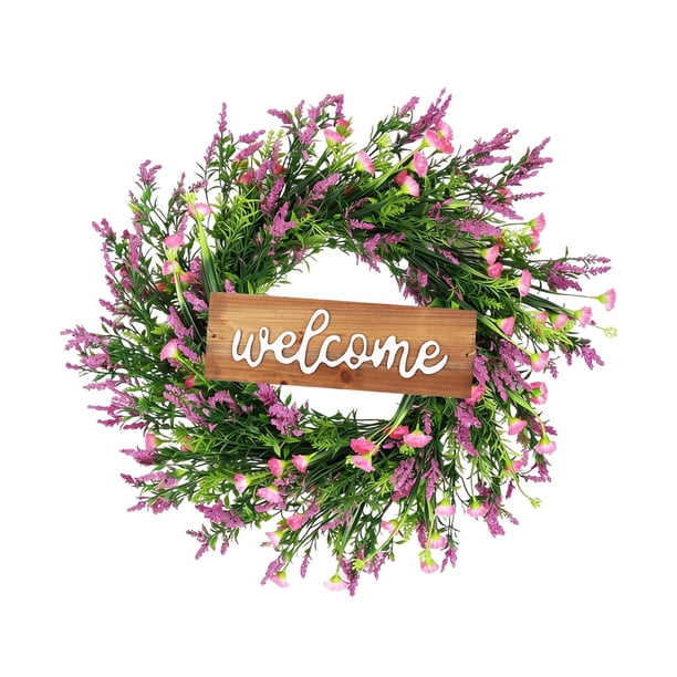 Guirnalda de flores artificiales de hojas verdes para colgar en la puerta de entrada. Rosa