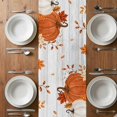 thumbnail image 5 of Orange White Pumpkins Fall Table Runner Thanksgiving Botanical Grey Wooden Tablerunners 13 x 60 Inch, Table Decorations Tabletop Scarf for Summer Gathering Holiday Farmhouse Kitchen Dining Decor, 5 of 8