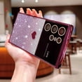 thumbnail image 3 of Compatible with Samsung Galaxy S24 Ultra 5G Plating Cute Heart Phone Case,Gradient Glitter Bling Clear Case Women Full Camera Lens Protection Soft Shockproof Bumper Cover (Dark Purple), 3 of 6