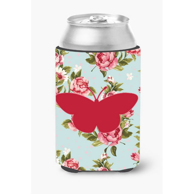 Mariposa Shabby Chic Rosas Azules Lata O Botella Bebida Aislador Hugger Bb1044