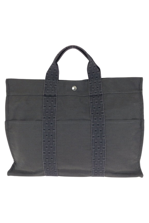 Pre-Owned HERMES Hermes Herline MM Grey Silver Hardware Polyamide Polyester Tote Bag Handbag...