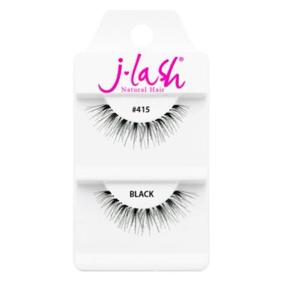 #415 Black , J Lash Daily Eyelashes, hair scalp beauty - Pack of 2 w/ Sleek 3-in-1 Comb/Brush