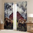 thumbnail image 2 of jejeloiu Highland Cow Cattle Blackout Curtains Set of 2 (52x84 Each),Farm Animal Cattle Window Curtains,Vintage Barn Door Curtains and Drapes For Adults,Breathable Home Decor, 2 of 6