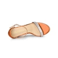 thumbnail image 4 of BLISSFUL STEP Women's Sandals Rhinestone Chunky Heel Ankle Strap Open Toe Party Shoes Orange 8, 4 of 7