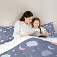 thumbnail image 5 of Homewish Galaxy Stars Moon Twin Bedding Sets 7-Piece, Cute Cloud Rainbow Bedding Comforter Set, Blue Cartoon Starry Sky Reversible Sheet Sets, Microfiber Bedroom Decor, 5 of 8