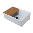 thumbnail image 2 of Tosca Farmhouse Fireclay 30" Kitchen Sink with Grid, Cutting-Board and Strainer in White, 2 of 7