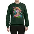 thumbnail image 2 of Wild Bobby Rainbow Painted Mother Mary Dean Russo Design Inspirational/Christian Unisex Crewneck Sweatshirt, Forest Green, Large, 2 of 6