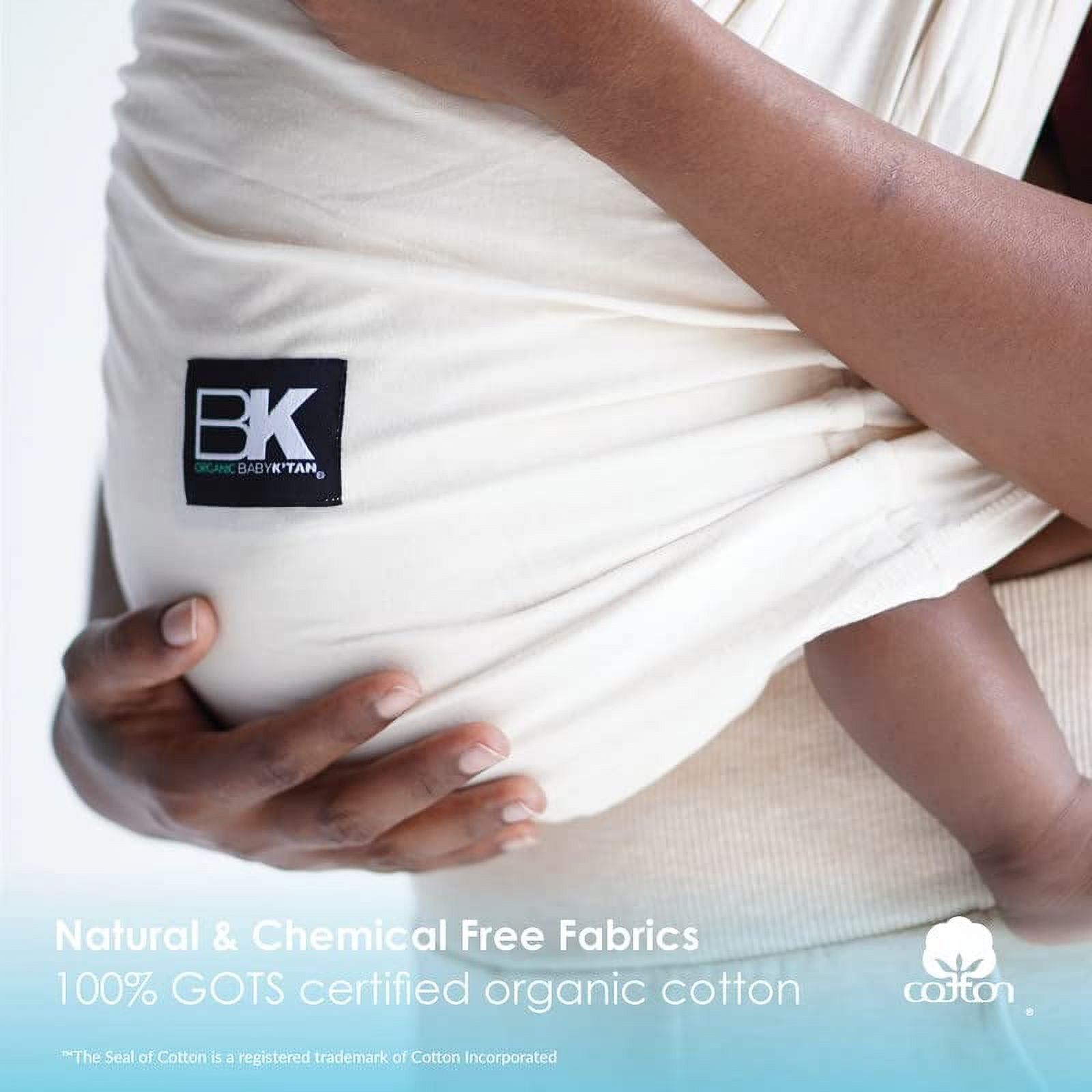 Baby K'tan Organic Baby Wrap Carrier, Infant and Child Sling-Simple PreWrapped Holder for Babywearing -No Tying or Rings- Carry Newborn up to 35 lbs, Natural, Women 2-4 (X-Small), Men jacket up to 36